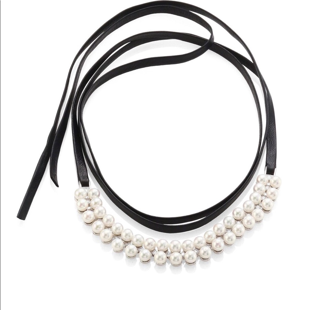 Fallon pearl and leather chocker